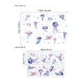 Watercolor jellyfish wall stickers with stars and bubbles, layout and size guide - Watercolor Jellyfish Style (PC591)