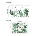 Wandtattoo mit tropischen Monstera-Blättern und Papageien aus PVC für Wohnzimmer-Dekor - Tropische Pflanzen und Vögel Kombinationsstil (PC633)