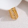 Detail of 18k gold plated multi-layer spiral cuff with premium mirror polished finish - Gold Multilayer Wrap Style (F-E1249-02)