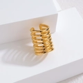 Minimalist 18k gold multilayer winding geometric ear cuff with a polished metallic finish - Gold Six-Layer Spiral Style (F-E1250-02)