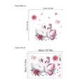 Romantic pink swan and floral wall stickers for living room and bedroom decor - Swan Heart (ZA287) / 30*40cm