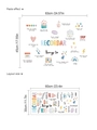 Stickers muraux en PVC auto-adhésifs Recordar avec arc-en-ciel et fusée pour décoration - PC635/30x60cm Version Anglaise