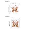 Adhesive wall sticker of cartoon bunnies with roses and hearts for home decoration - SC143 / 40x40cm / 1 Sheet