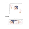 Stickers muraux ours lune et ballon avec guide de mise en page et dimensions de collage - 30x90cm