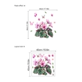 Floral wall decal with pink flowers and butterflies showing layout and paste sizes - 40x40cm