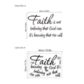 Adesivo murale Faith ispiratore in vinile nero da 42x28cm per decorazioni domestiche - ZB513/30*40cm Foglio Singolo (Senza Sacco)