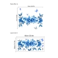 Blue rose floral wall stickers with butterflies for home decor, size 53x41cm - Blue Rose Butterfly Style (ZB552)