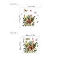 Tropical green leaves and red flowers self-adhesive wall decal for home decor - Tropical Plant Insect Style (ZB530)