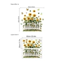 Adesivi murali girasole autoadesivi con staccionata bianca e farfalle per interni - Stile Recinzione Girasole (ZB540)
