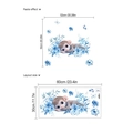 Adesivi murali scimmia blu per camera da letto con fiori e farfalle decorative - Scimmia Blu e Fiori (ZC663)