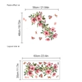 Roze aquarel bloemen muurstickers met vlinders voor slaapkamer decoratie 56x48cm - Roze Bloem Vlinder Stijl (SC180) / 30x60cm