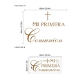 Mi Primera Comunión wall sticker for first communion party arch decoration in gold - Spanish Text With Cross Style (PC869)