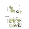 Adesivi murali giungla tropicale con panda e pavoni con foglie ad acquerello - 30x90cm x 2 Fogli (ZC305)