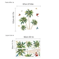 Pegatinas de pared de palmeras y loros tropicales con efecto de pegado y medidas del diseño - 30x90cm*2 Hojas