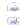 Adesivo murale gatto blu sognante con fiori e farfalle layout ed effetto finale - YD298/40*60*1 Foglio