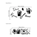 Kitchen theme PVC wall sticker with coffee pot and heart pattern in black 90x30cm size - RA511 (30-90)