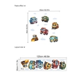 Cartoon construction vehicle wall stickers showing layout and paste size for kids room - Cartoon Vehicles Series (ZB796)