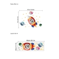 Cartoon raket en planeten muursticker set met afmetingen voor decoratie van kinderkamer - Ruimte Thema Raket (ZB795)