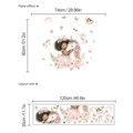 Adesivo murale con unicorno rosa e bambina per cameretta bimbi, variante layout - SC347-30x120-Bellezza Unicorno (Senza Borsa)