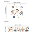 Watercolor baseball theme wall stickers for kids room decor showing layout size - Baseball Boys Watercolor Style / Large Layout
