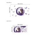 Stickers muraux de fée violette avec papillons et lune pour déco chambre fille - Ensemble Fille Lune Violette