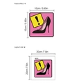 Pink high heel and exclamation mark PVC self-adhesive wall sticker 15cm size - High Heels Exclamation Mark Style (SC586) / White Glue Square Style
