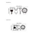 Black and white cartoon animal wall stickers featuring zebra, rabbit, giraffe, and lion - Vector Animals (PC864)