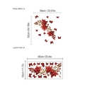 Stickers muraux roses rouges et papillons avec dimensions de mise en page et d'effet - SC555/30*60 (Sans Sac)