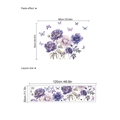 Purple watercolor rose and butterfly wall stickers in layout and applied display - ZB922/30*120 (No Bag)