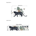 Adesivo murale con pantera nera foglie tropicali e uccelli per decorazione - 30x120cm