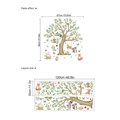 Adesivi murali con animali della foresta come volpe e scimmia per cameretta bambini - Animali del Grande Albero della Foresta (ZB872)
