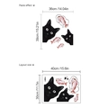 Cartoon zwarte kat muursticker lay-out 40x30cm en plakken effect 36x39cm stickers - 30x40cm