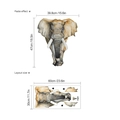 Detailed size chart for watercolor elephant wall sticker showing layout and paste dimensions - Elephant Style (KA002) / Layout Size: 30x60