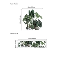 Detail of tropical plant wall stickers showing paste effect and layout size specifications - PC982/120*30