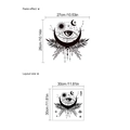 Macro layout showing dimensions and paste effect of black mystic celestial wall sticker - TA142/30x30cm (Without Bag)