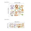 Cartoon animal wall stickers set with lion zebra and giraffe layout for kids room - 30x90cm