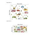 Detailed view of cartoon construction vehicle wall stickers showing layout and sizing - PC989 Construction Vehicle Style (60x30cm)