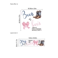 Detailansicht der Gender Reveal Wandaufkleber mit Layoutgröße und Boots or Bows Klebeeffekt - PD449 / 120*30
