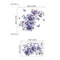 Detailed wall sticker layout size and paste effect of purple floral butterfly decals - PD246