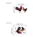 Detailed size guide for rooster and hen wall stickers showing layout and paste dimensions - 20x30cm (SC652)