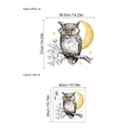 Mise en page détaillée montrant l'effet de pose et la taille du sticker hibou - 40x40cm (Sans Sac)