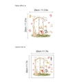 Detail of bunny swing wall sticker showing paste effect and layout size dimensions - SC656/30*60