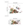 Detail of vintage flower wall sticker showing the layout size and paste effect dimensions - LA604 Rose Butterfly Books