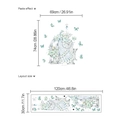 Dimensioni dettagliate degli adesivi murali pavone e farfalla con layout e dimensioni - Stile Pavone Fiori Farfalla (SC659)