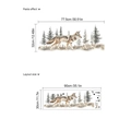 Watercolor forest wolf wall sticker layout showing paste effect and product dimensions - TA094 (No Bag)