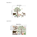 Vinilos decorativos animales del bosque con oso y ciervo en lámina PVC 90x30cm - Árbol y Animales (ZD890) / 30x90cmx2 Hojas