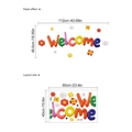 Sticker mural Welcome style ballon coloré avec fleurs et dimensions de mise en page - Style Welcome (PD328)