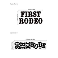 First Rodeo cowboy party wall decals set in black and white vinyl, dimensions 82x43cm - FIRST RODEO Lettering Style / 120cmx30cm