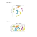 Self-adhesive mermaid wall decals featuring colorful cartoon designs and layout dimensions - Mermaid Style (ZD907)