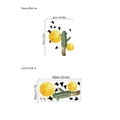 Minimalist cactus and birds wall decal set with layout size and paste effect details - Cactus And Birds Pattern (ZD944)